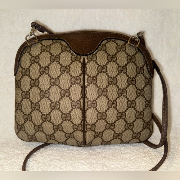 Gucci Vintage Shoulder Bag Sherry Line GG Leather PVC and Leather… - Picture 2 of 15